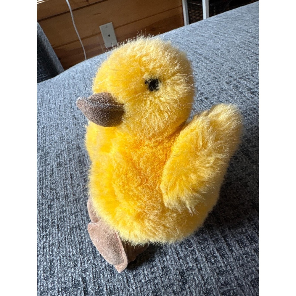 Vintage 1987 Gund Yellow Duckling Plush Shaggy Stuffed Animal Bird Toy Korea